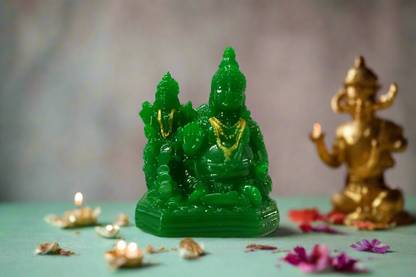 Puja Celebrations Kubera Lakshmi Statue Green Decorative Showpiece - 11 cm
