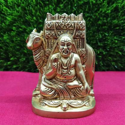 RAMA METAL BRASS RAGAVENDRA STATUE Decorative Showpiece  -  10 cm
