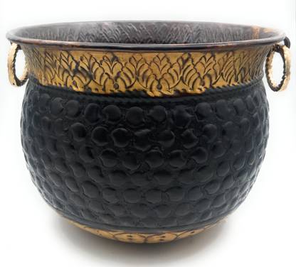 Bhunes Brass Planter Pot Planters Pots Big Size Pittal Ka Katora Decorative Showpiece  -  27 cm