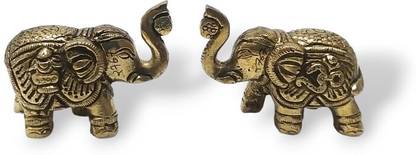 BRASS BLESSING Brass Elephant Statue | Sculpture | Suitable For Home Decoration (2762) Decorative Showpiece  -  4 cm