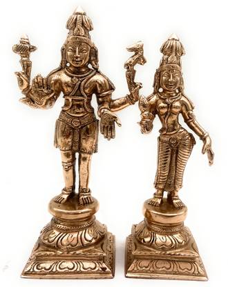 Bhunes Bronze Shiv Parvati Murti, Uma Maheshwara Idol, Uma Shankar, Shiv Parvati Murti Decorative Showpiece  -  15 cm