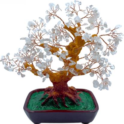 KRITILIFE Feng Shui Clear Quartz Natural Healing Crystal Tree 9 Inch for Good Luck, Wealth Decorative Showpiece  -  22.5 cm