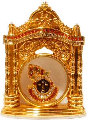 Radha Krishna Shringar Store Mukharvind Shrinathji Idol for Car Dashboard Best Qualiry Size 10cm X 8cm Decorative Showpiece  -  10 cm