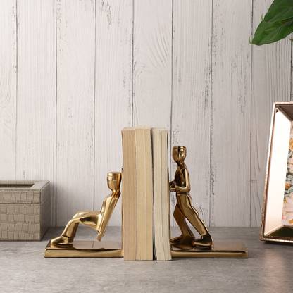 VoiDrop Set of 2 Home Decorative Working Man Bookends Supports Aluminium Book End