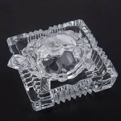 ASR Glass Turtle For Good Luck | Crystal Glass Turtle Plate Set | Turtle For Vastu Decorative Showpiece  -  2 cm