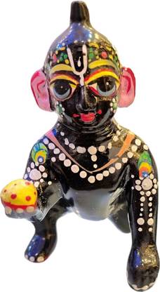 Tulsi Heart 2 no. laddoo Gopal JI Black with dress Decorative Showpiece  -  4 cm