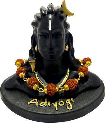 AUTODIFY ABS Adiyogi Statue/Lord Shiva Idol/Mahadev Figurine 3" with Rudraksha Mala Decorative Showpiece  -  7.5 cm