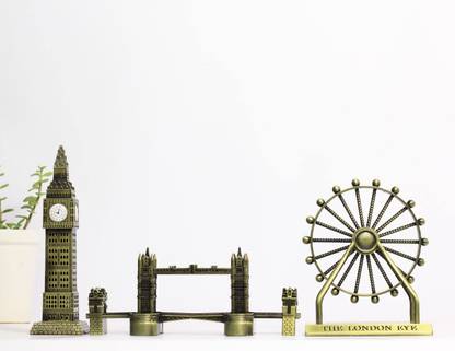 THE QUIRKY HOME Monuments Combo London Bridge, Big Ben Tower, London Eye Model, Pack of 3 Decorative Showpiece  -  15 cm
