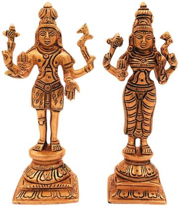 Bhunes Brass Shiva Parvati Murti, Shiv Parwathi, Uma Maheshwara Idols, Uma Shankar Decorative Showpiece  -  15 cm