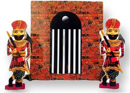 Firmus Jail Leela Wood MDF Set with Phredaar Mathura Krishna Janam Jail for Janmashtami Decorative Showpiece  -  15 cm