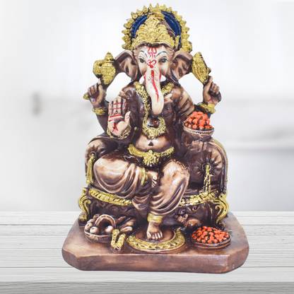 DIVINEDECOR Celestial Shree Ganesh Ji Idol - Handcrafted Artistry Decorative Showpiece  -  15 cm