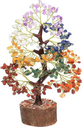 VIBESLE 7 Chakra Crystal Tree of Life, Feng Shui Tree, Attract Good Luck - Gemstone Tree Decorative Showpiece  -  28 cm