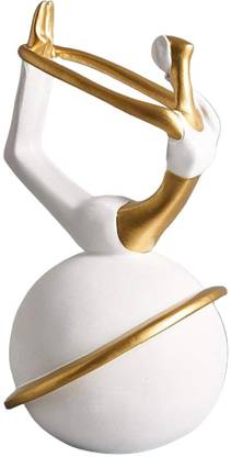 LETS CATCH UPP White & Golden Resin Yoga Girl Statue | 9.5 Inch Home Decor Figurine Decorative Showpiece  -  25 cm