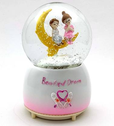 TGNSTORE Snow Globe Beautiful Dreams |Magical Flakes| Musical Rotating Water Globe Decorative Showpiece  -  10 cm