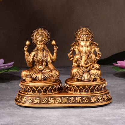 ARTARIUM Laxmi Ganesh Idol Laxmi Ganesha Murti Home Decorative Showpiece for Diwali Pooja Decorative Showpiece  -  10.16 cm