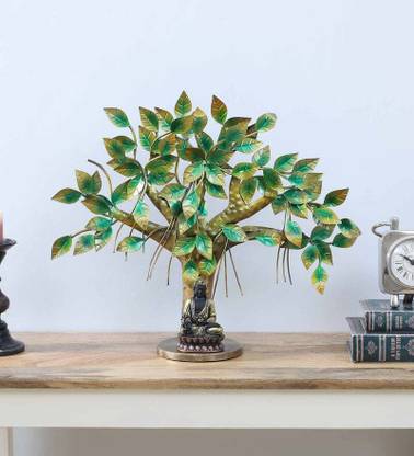 Sandhya Craft Sitting Buddha idol under Iron Pipal Tree Home Dimension: (21*11*20 INCH) Decorative Showpiece  -  15 cm