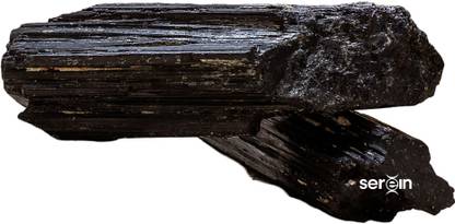SereinWellness Black Tourmaline Raw Stone Healing Crystal Rough Stone for Protection 500 gm Decorative Showpiece  -  4 cm
