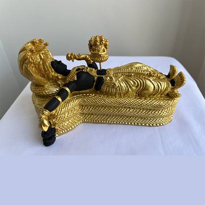Rudraksham Sri Padmanabhaswamy Idol 12,8 & 6 INCH (Lord Vishnu) (Gold & Blcak) Decorative Showpiece  -  13 cm