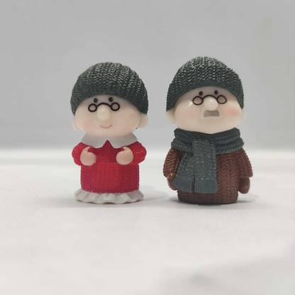Tipsy bitsy Old man and old lady miniature Decorative Showpiece  -  4 cm