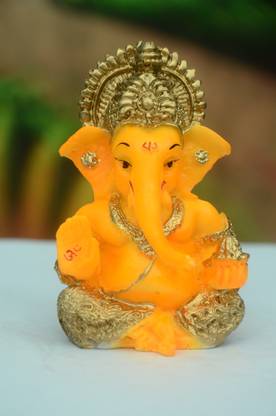 Vindhya Shakti marble dust idol of ganesha Decorative Showpiece  -  3 cm