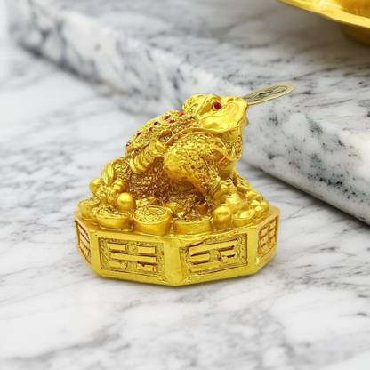 ActrovaX Feng Shui Lucky Three Legged Money Frog Good Luck, Wealth, Prosperity, Success Decorative Showpiece  -  7.8 cm