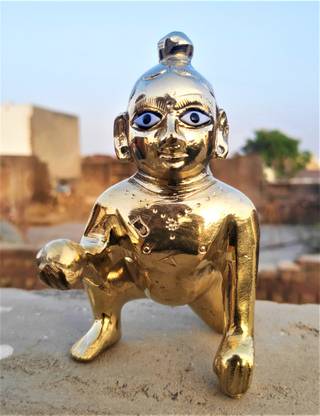 Iskcon Original Brass Laddoo Gopal Different Sizes From Vrindavan Decorative Showpiece  -  5 cm