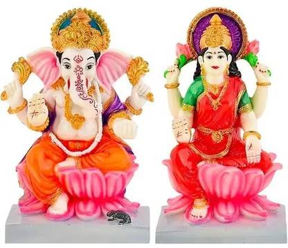 Ashha Enterprises Asha Art Lakshmi ganesh set net quantity 1 pic Decorative Showpiece  -  10 cm