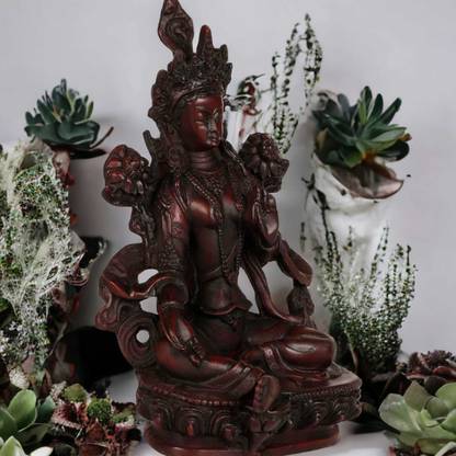 GLOBAL AROMA Resin Tibetan Buddhist Red Tara Maa Statue Goddess,Decorative Showpiece Decorative Showpiece  -  20 cm