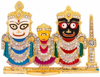 Uniqon Lord Jagannath, Balaram & Subhadra Murti Metal Statue for home Decor,office Decorative Showpiece  -  6 cm