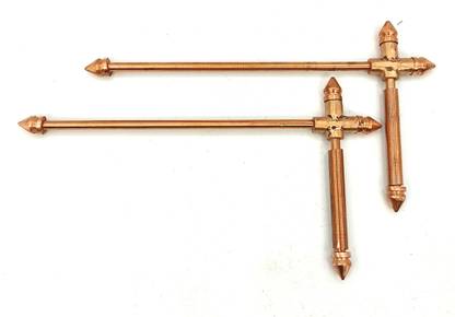 Plus Value Mini Premium Copper Dowsing L Rods Pair For Vastu, Feng Shui - Free Dowsing Pendulum & 12 Dowsing Charts Decorative Showpiece  -  10 cm