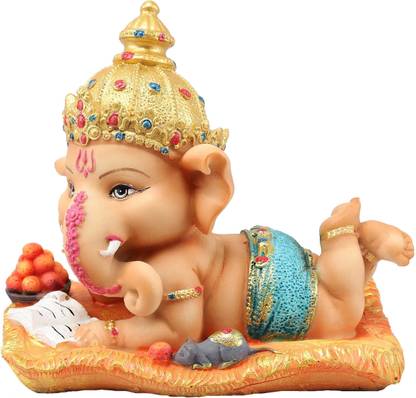 TIED RIBBONS Ganesha Idols Showpiece items for Car and Table Decorative Showpiece  -  12.9 cm