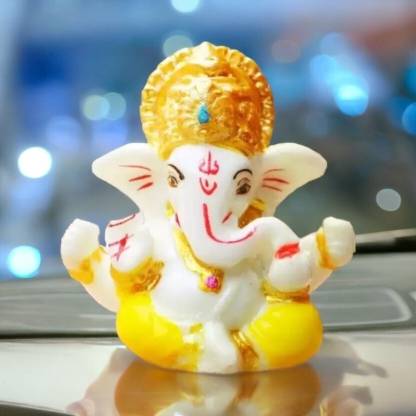 AVIRAL CRAFTS Lord Ganesh Ji Statues for Elegant Home Décor and Car Dashboard Decorative Showpiece  -  9 cm