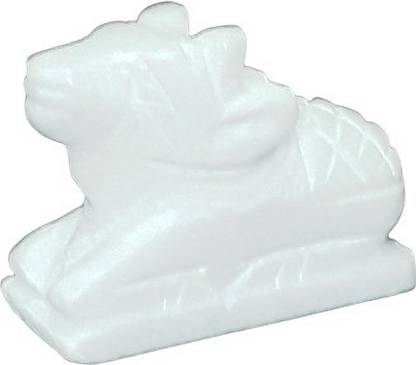 CPUC Stone Marble Nandi Ji Idol for Car dashboard temple office home Decorative Showpiece  -  4 cm