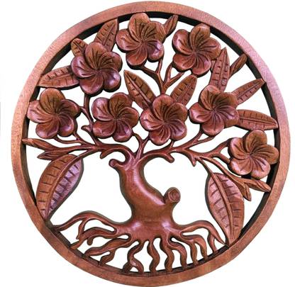 EPICS CRAFT Wooden Plumeria Wall Frame Handicraft Decorative Showpiece  -  30 cm