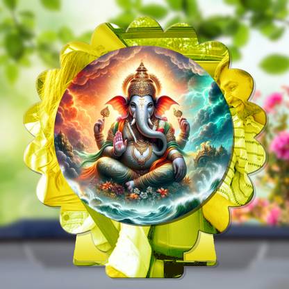 Pawandeep Ganesha Golden Car Dashboard Idol Premium Decorative Showpiece  -  8 cm