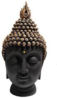 unicorn shoppe Lord Gautam Buddha Face Statue with Golden Head Decorative Showpiece  -  15 cm