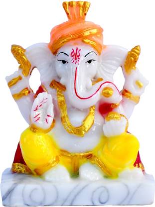DEVJISON Ganesha Idol Handmade Marble Dust | Vinayaka Statue | Ganpati Statue | Ganesh ji Decorative Showpiece  -  13.5 cm