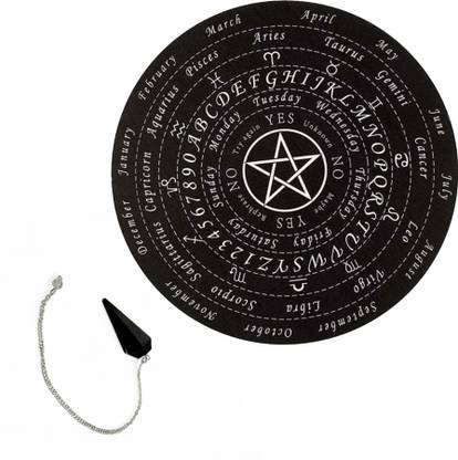 vastu vardan Vastu Black Dowsing Board (6 Inch) With Black Tourmaline Dowsing Pendulum Decorative Showpiece  -  3 cm