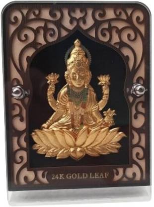 BRASS BLESSING Gold Plated Goddess Ambaji with Frame | Religious Collection (1905) Decorative Showpiece  -  4 cm