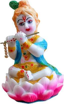ATUT Kamal Krishna for Home Temple and for Car Dashbord in Small size, Decorative Showpiece  -  10 cm