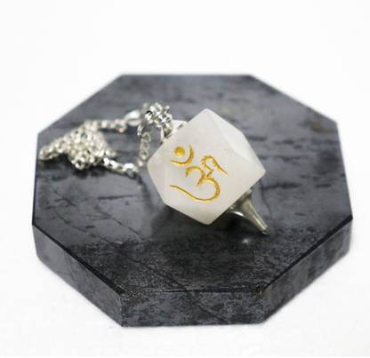 EXCEL Om Aum Engraved Pendulum Hexagon Octagon Energy Healing Power Peace Decorative Showpiece  -  3 cm