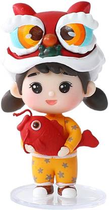 Lyla Small Chinese Doll Figurine Crafts for Desktop Decor Cake Topper Decor Girl Decorative Showpiece  -  10 cm