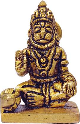 Shreeyash Hanuman ji Bajrang Bali Brass Idol Statue for, Temple, Home Decorative items Decorative Showpiece  -  5 cm