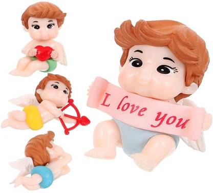 BHOOLU&GOOLU Cute Baby Cupids Miniature Decorative Figures - 4 Pcs Set Decorative Showpiece  -  5.5 cm
