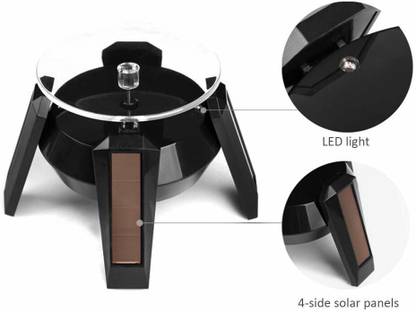 Triock Led Solar Rotating Stand Black 360" Tunable Decorative Showpiece  -  10 cm