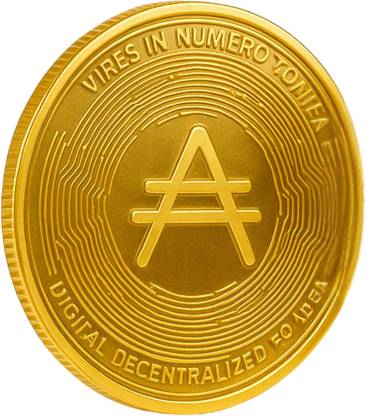 Craftbia Cardano ADA Coin Made of Real Metal Gold Plated Crypto Coin Decorative Showpiece  -  4 cm