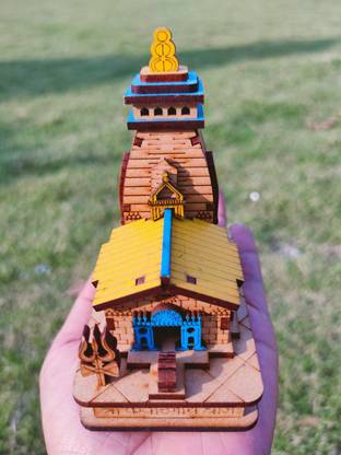 A & S VENTURES Shree Kedarnath ji Mahadev Temple in Wood Color Model Small Mandir Statue Decorative Showpiece  -  10 cm