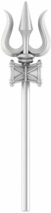 Akshat Sapphire Sterling Silver (92.5% Purity) Trishul, Pure Silver Shiva Trishul For Worship Decorative Showpiece  -  4.5 cm