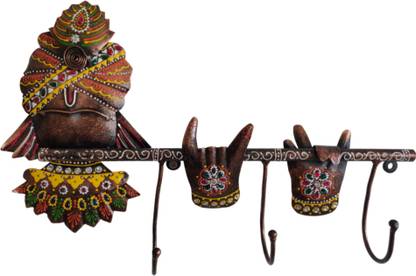 Vandana Collection Colourful Krishna 3 Hook Key Holder For Home Offices & Gifting Decorative Showpiece - 27 cm