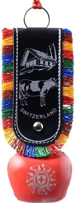 Tej Gifts Feng Shui Swiss Cow Bell for Positive Energy Vastu Bell Car Hanging Key Chain Decorative Showpiece  -  16 cm